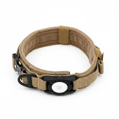 AirTag Tactical Dog Collar, with AirTag Holder and Handle Military Dog Metal Buckle Adjustable GPS Collar for Medium Large Dogs